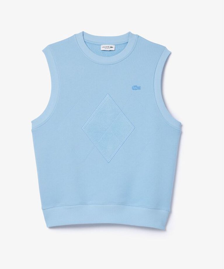 LACOSTE「オーバーサイズ アーガイル柄パッチ&ステッチスウェットベスト」|ベスト・ジレ|