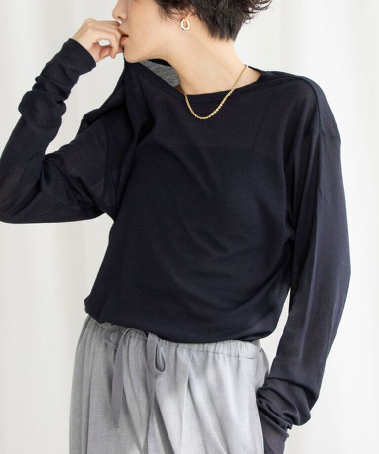 NOLLEY'S「MY STANDARD ルーズシアーロンT」|Tシャツ・カットソー|ネイビー