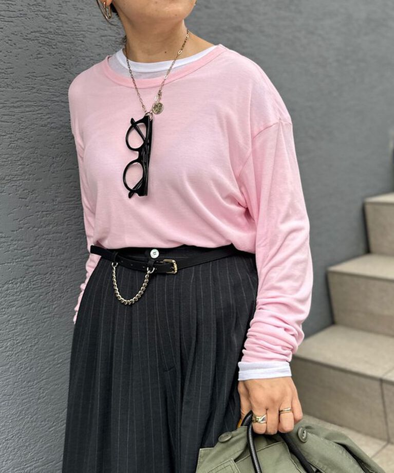 NOLLEY'S「MY STANDARD ルーズシアーロンT」|Tシャツ・カットソー|ベビーピンク
