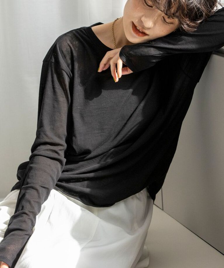 NOLLEY'S「MY STANDARD ルーズシアーロンT」|Tシャツ・カットソー|ブラック