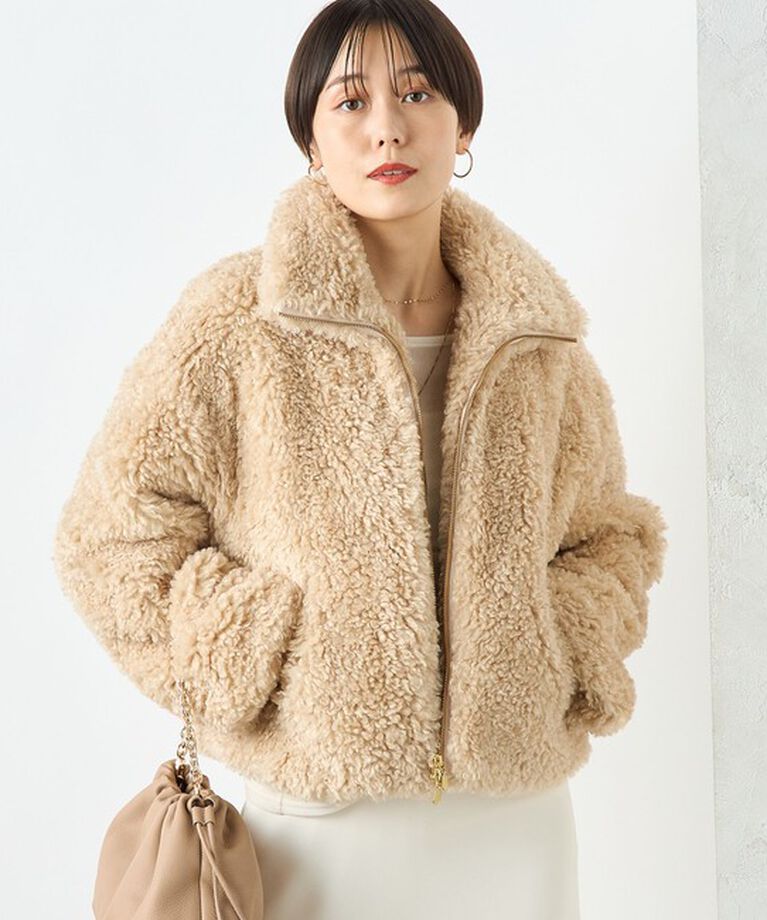 NOLLEY'S sophi「フェイクシープファーショートブルゾン」|ブルゾン・スタジャン|ベージュ