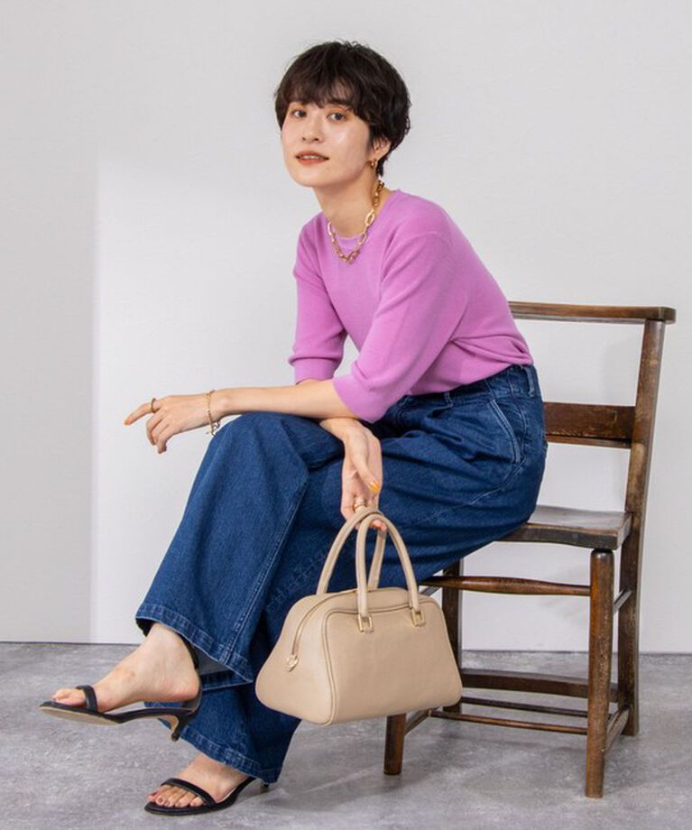 NOLLEY'S「《手洗い可能》ESPOIR 16G片畦5分袖プルオーバーニット」|ニット・セーター|
