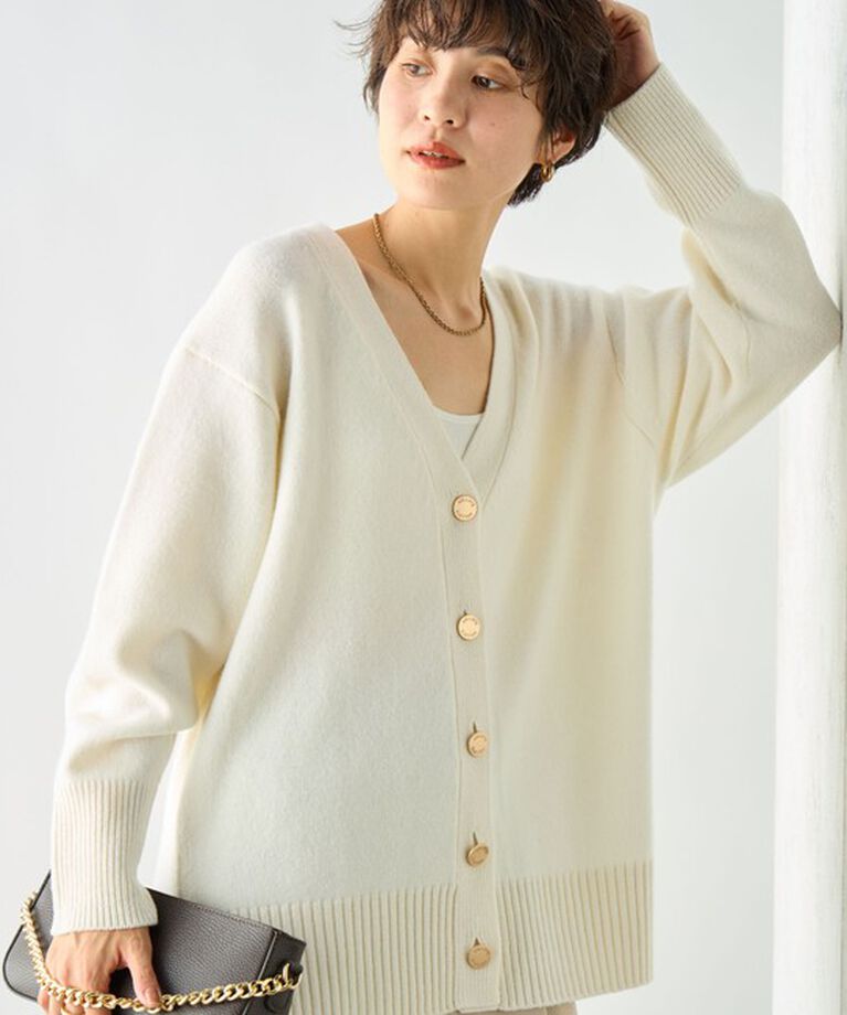 NOLLEY'S「カシミヤ混MUSICゆったりVネックカーディガン 24AW」|カーディガン|