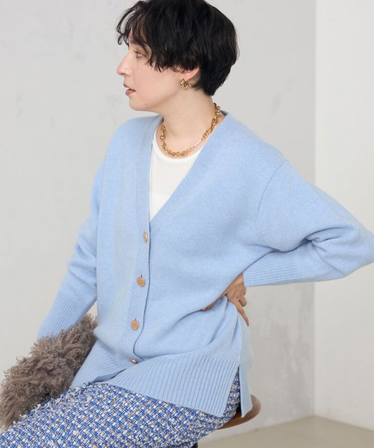 NOLLEY'S「カシミヤ混MUSICゆったりVネックカーディガン 24AW」|カーディガン|