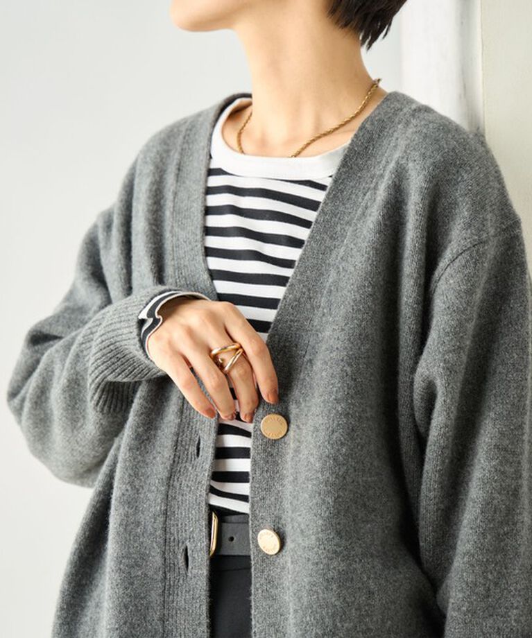 NOLLEY'S「カシミヤ混MUSICゆったりVネックカーディガン 24AW」|カーディガン|