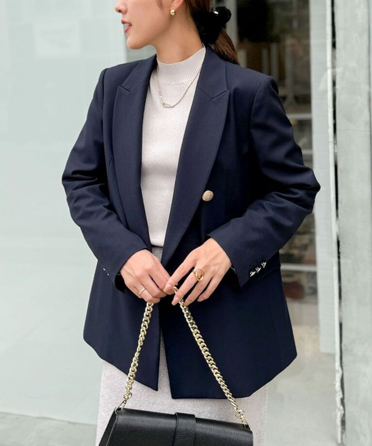 NOLLEY'S sophi「◇【WEB限定サイズあり】《セットアップ対応》ウール混ウォッシャブルダブルジャケット」|テーラードジャケット|ネイビー
