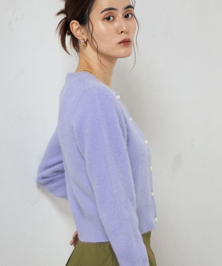 NOLLEY'S sophi「カシミヤ混ヘアリーパール釦クルーネックカーディガン」|カーディガン|