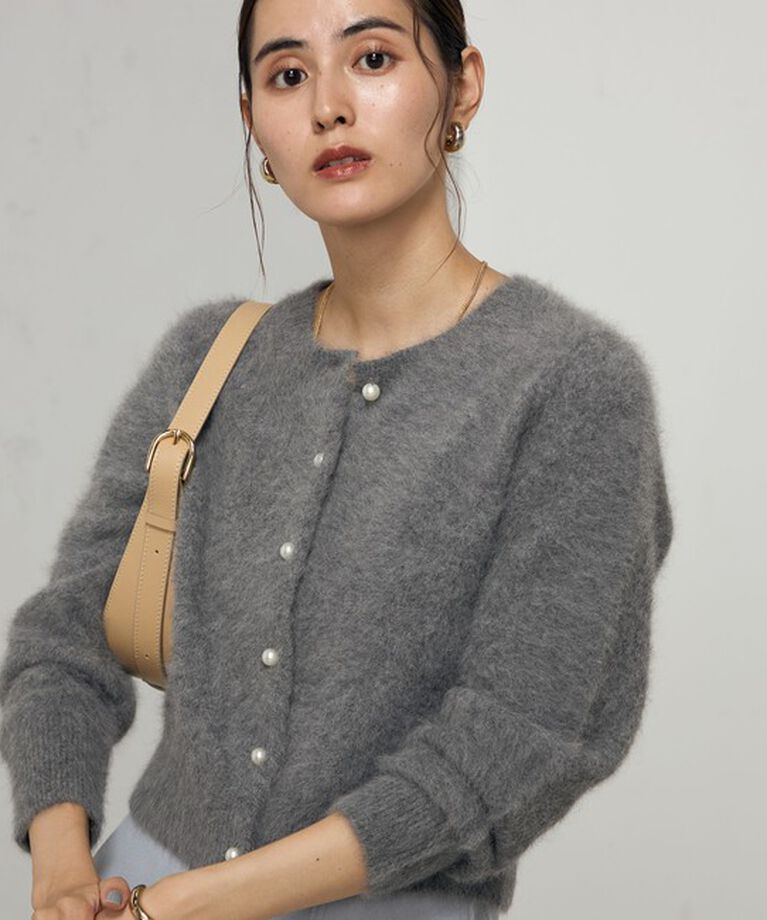 NOLLEY'S sophi「カシミヤ混ヘアリーパール釦クルーネックカーディガン」|カーディガン|