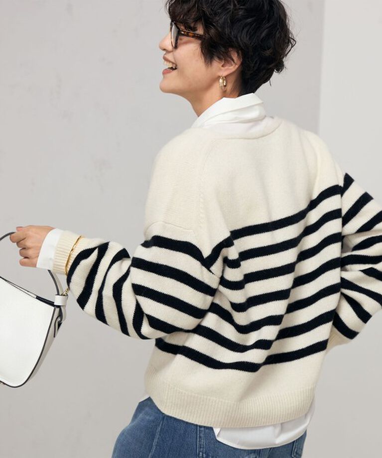 NOLLEY'S「ロゴ刺繍入りVネックプルオーバーニット」|ニット・セーター|