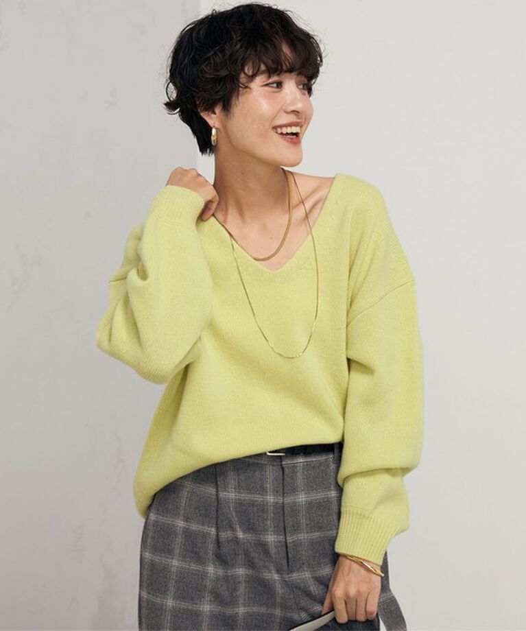 NOLLEY'S「ロゴ刺繍入りVネックプルオーバーニット」|ニット・セーター|
