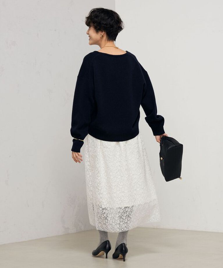 NOLLEY'S「ロゴ刺繍入りVネックプルオーバーニット」|ニット・セーター|