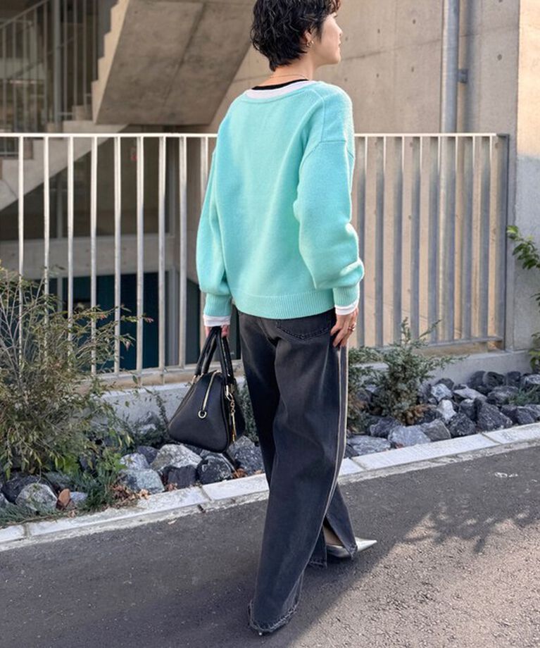 NOLLEY'S「ロゴ刺繍入りVネックプルオーバーニット」|ニット・セーター|