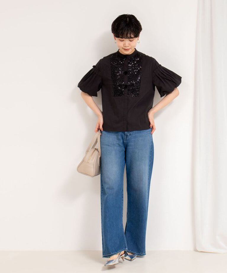 Rie Miller「【RM denim】スリットフレアハイウエストデニム」|デニム|