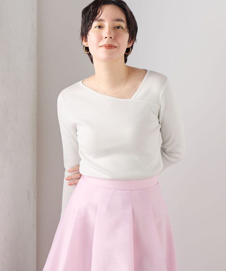 NOLLEY'S sophi「《手洗い可能》アシメネックラメリブプルオーバーニット」|ニット・セーター|