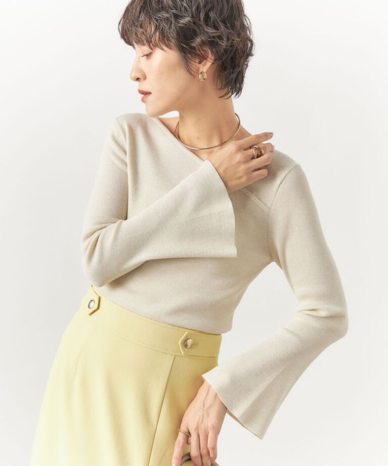 NOLLEY'S sophi「《手洗い可能》アシメネックラメリブプルオーバーニット」|ニット・セーター|