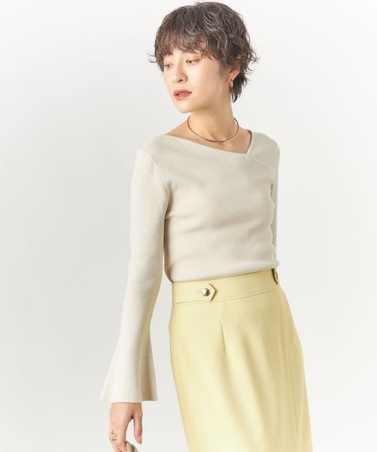 NOLLEY'S sophi「《手洗い可能》アシメネックラメリブプルオーバーニット」|ニット・セーター|
