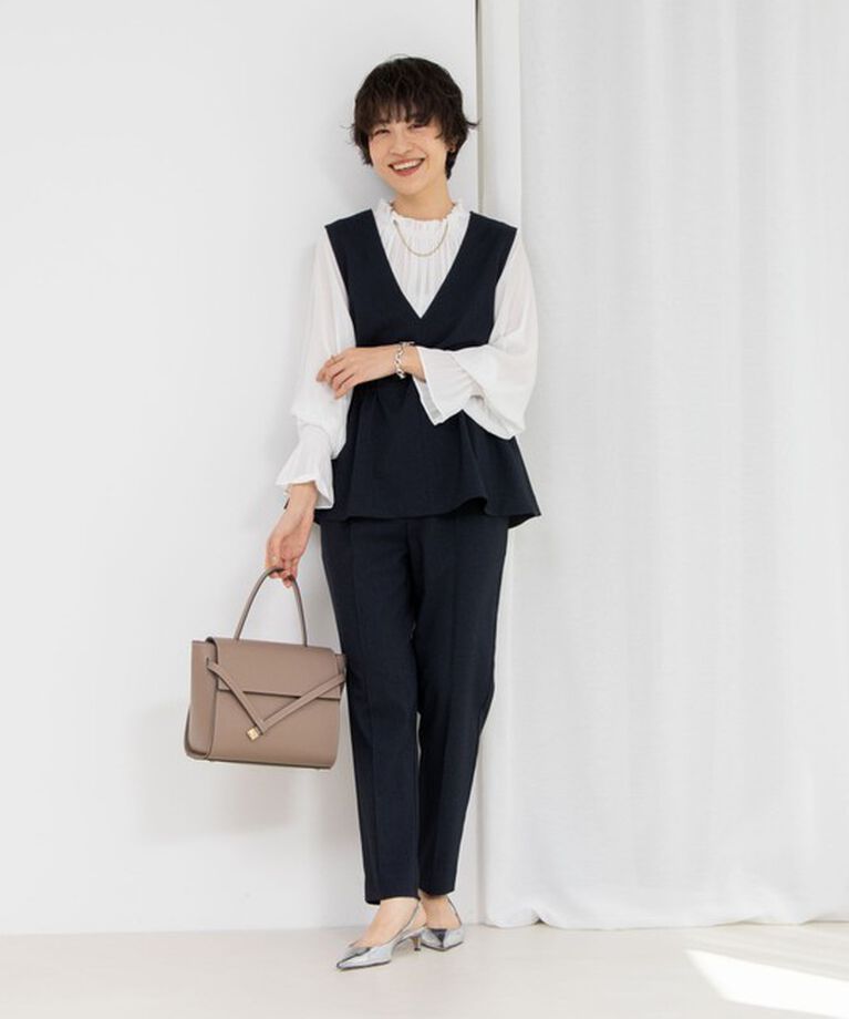 NOLLEY'S「《セットアップ対応》ウォッシャブルニットジョーゼット/ピンヘッドイージースリムパンツ」|その他|