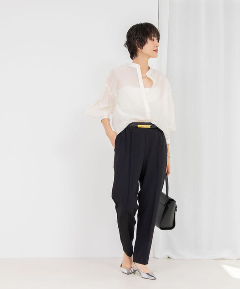 NOLLEY'S「《セットアップ対応》ウォッシャブルニットジョーゼット/ピンヘッドイージースリムパンツ」|その他|