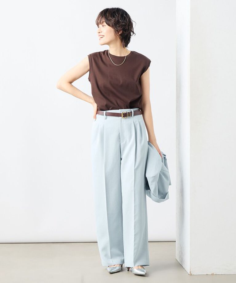 NOLLEY'S sophi「《セットアップ対応》ウォッシャブルライトドライシャンブレーワイドパンツ」|その他|