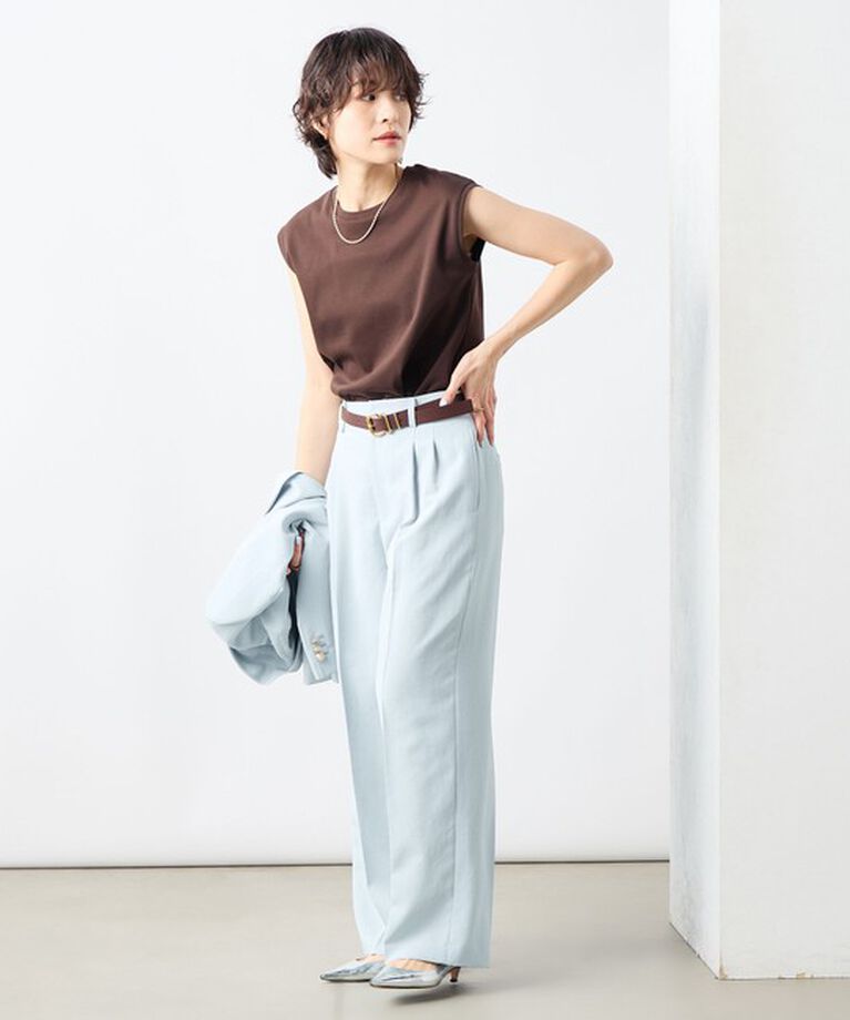 NOLLEY'S sophi「《セットアップ対応》ウォッシャブルライトドライシャンブレーワイドパンツ」|その他|