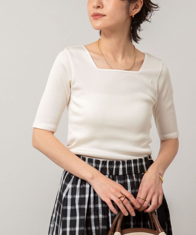 NOLLEY'S「《手洗い可能》五分袖スクエアテレコプルオーバーカットソー」|Tシャツ・カットソー|キナリ