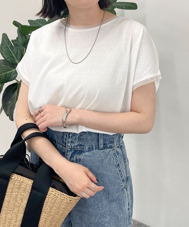 fredy emue「チュール使いフレンチスリーブＴシャツ」|Tシャツ・カットソー|