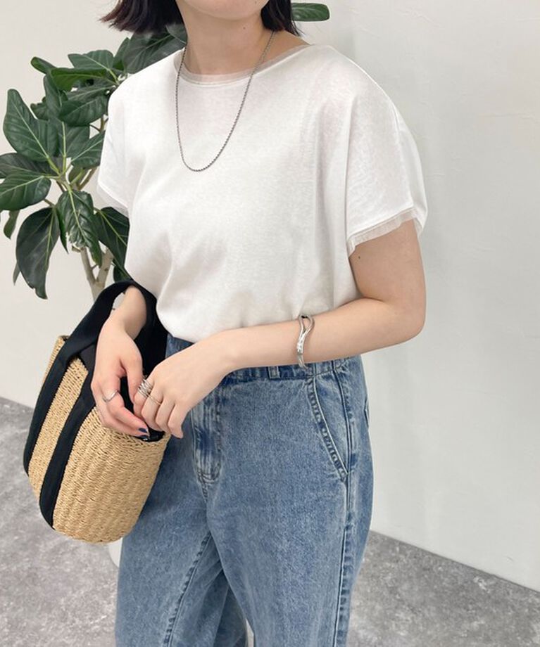 fredy emue「チュール使いフレンチスリーブＴシャツ」|Tシャツ・カットソー|