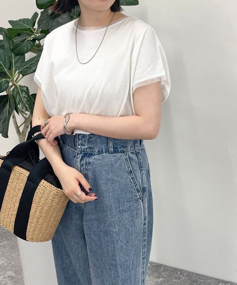 fredy emue「チュール使いフレンチスリーブＴシャツ」|Tシャツ・カットソー|