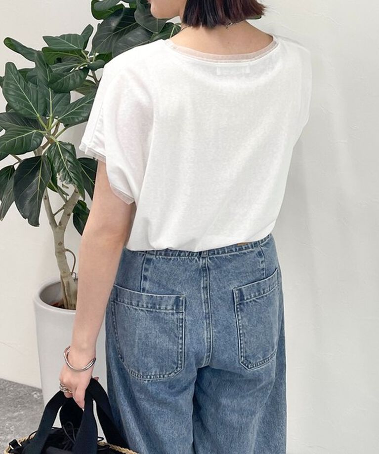 fredy emue「チュール使いフレンチスリーブＴシャツ」|Tシャツ・カットソー|