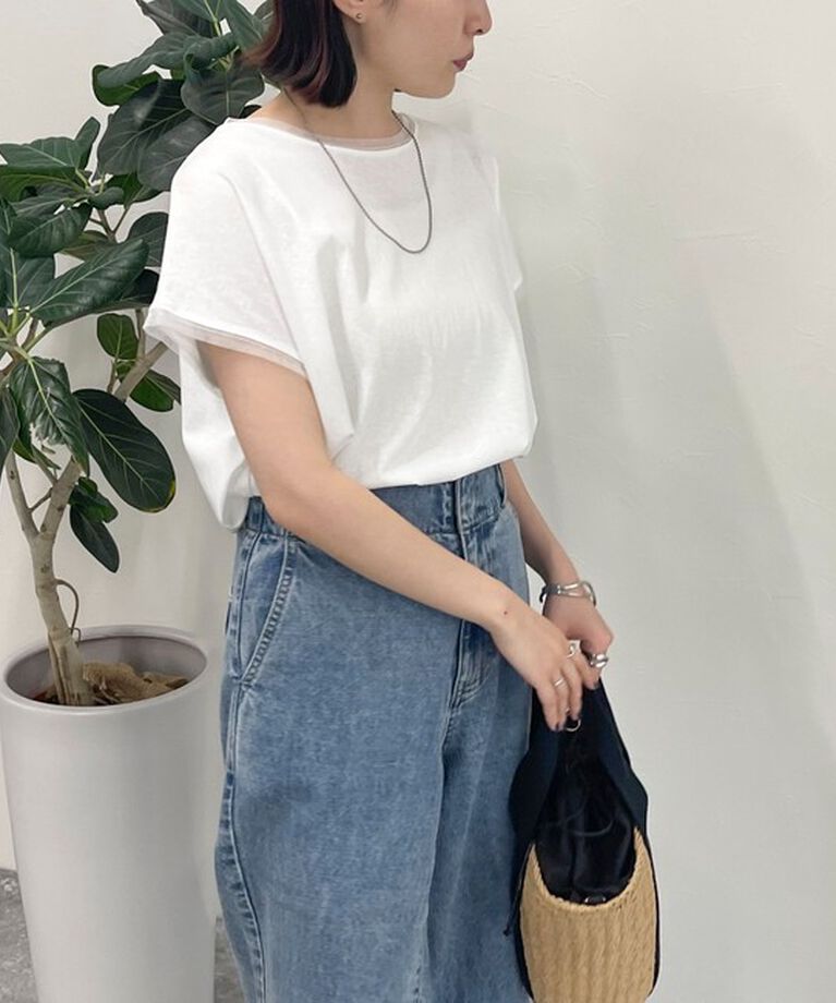 fredy emue「チュール使いフレンチスリーブＴシャツ」|Tシャツ・カットソー|