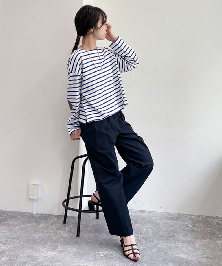 fredy emue「ボーダーハートパッチクロップドロンTシャツ」|Tシャツ・カットソー|