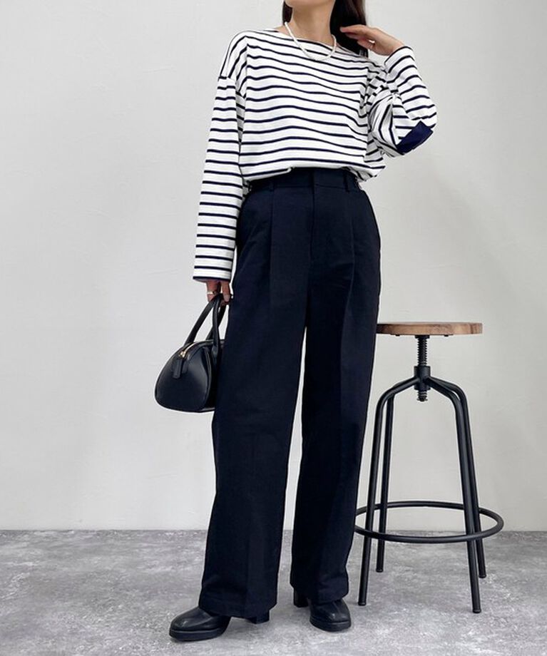 fredy emue「ボーダーハートパッチクロップドロンTシャツ」|Tシャツ・カットソー|