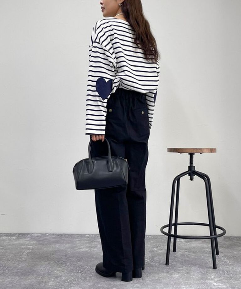 fredy emue「ボーダーハートパッチクロップドロンTシャツ」|Tシャツ・カットソー|