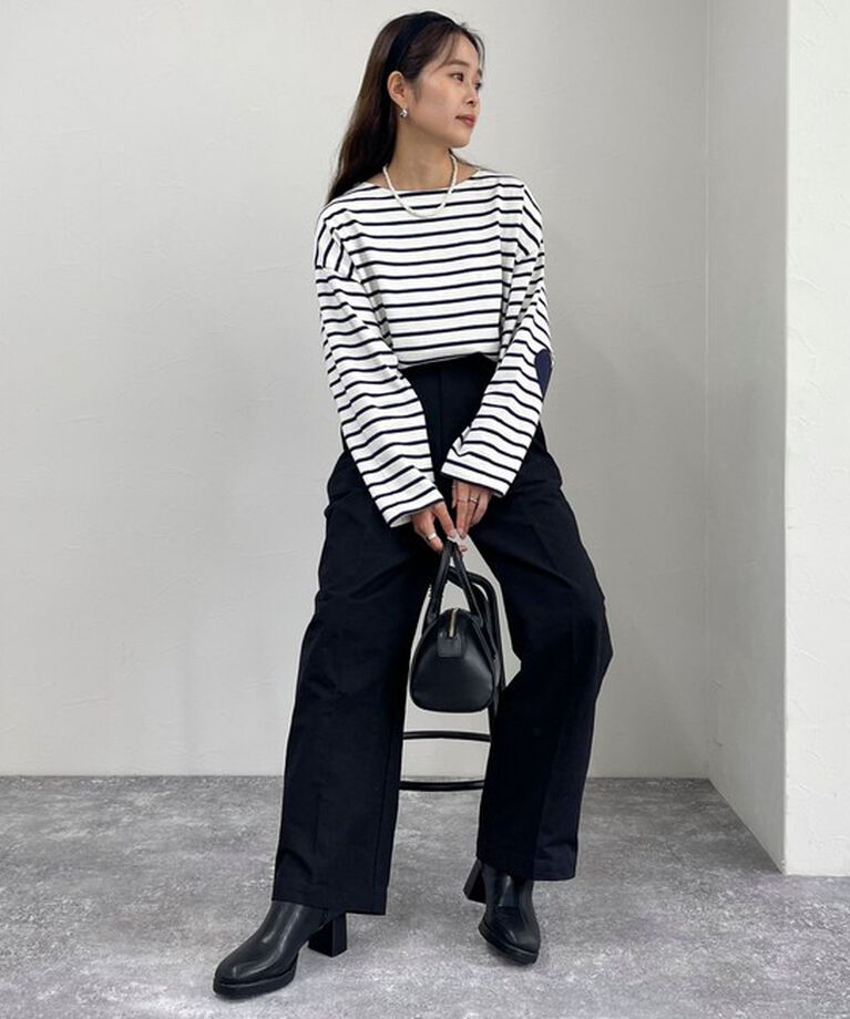 fredy emue「ボーダーハートパッチクロップドロンTシャツ」|Tシャツ・カットソー|