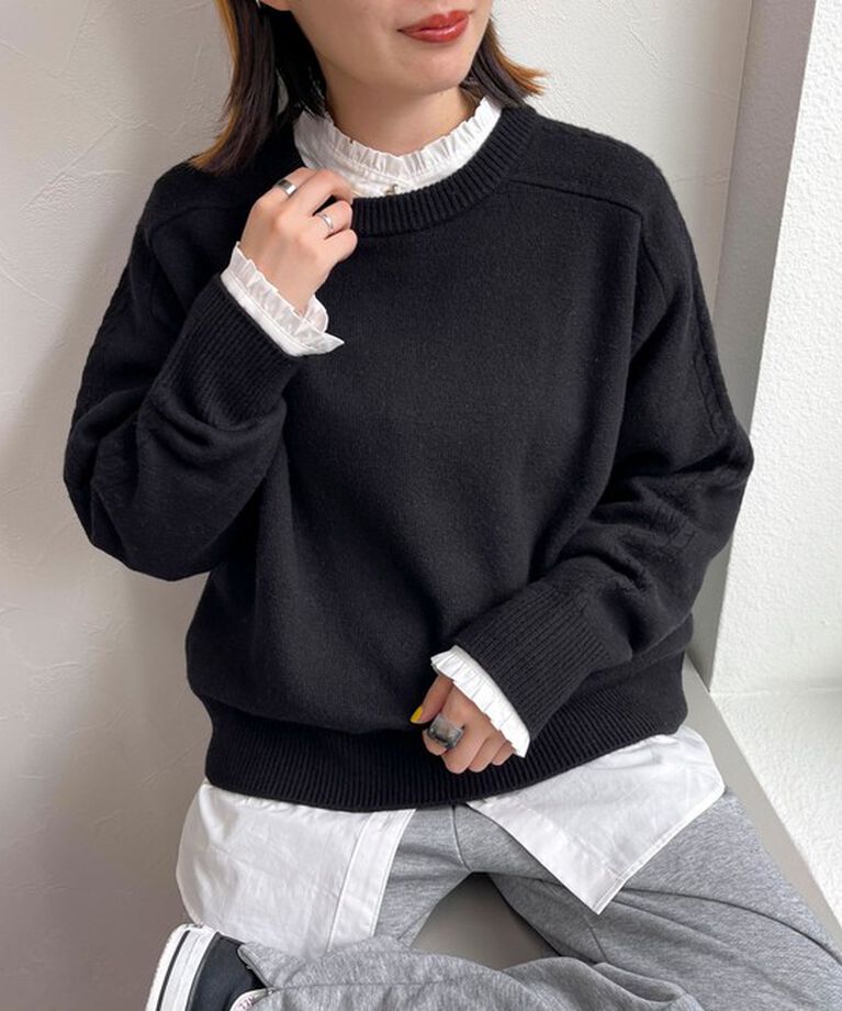 fredy emue「FR刺繍バンドカラーフリルブラウス」|シャツ・ブラウス|オフホワイト