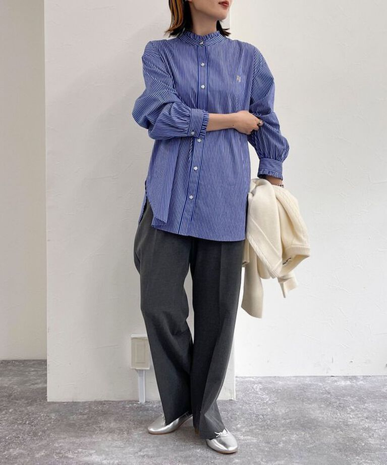 fredy emue「FR刺繍バンドカラーフリルブラウス」|シャツ・ブラウス|