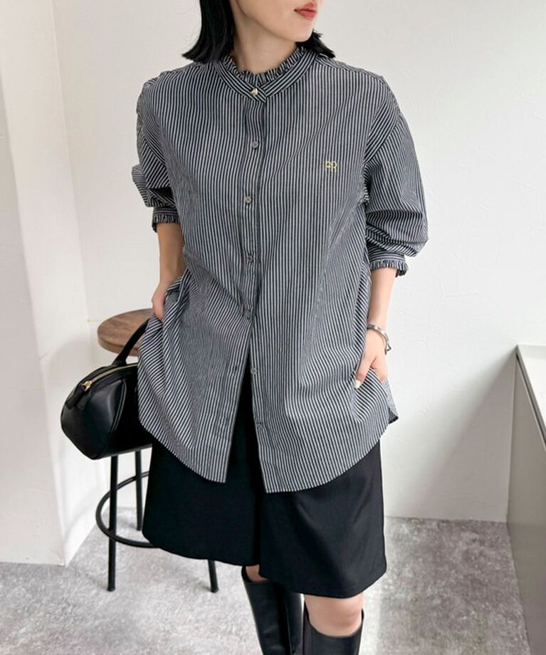 fredy emue「FR刺繍バンドカラーフリルブラウス」|シャツ・ブラウス|