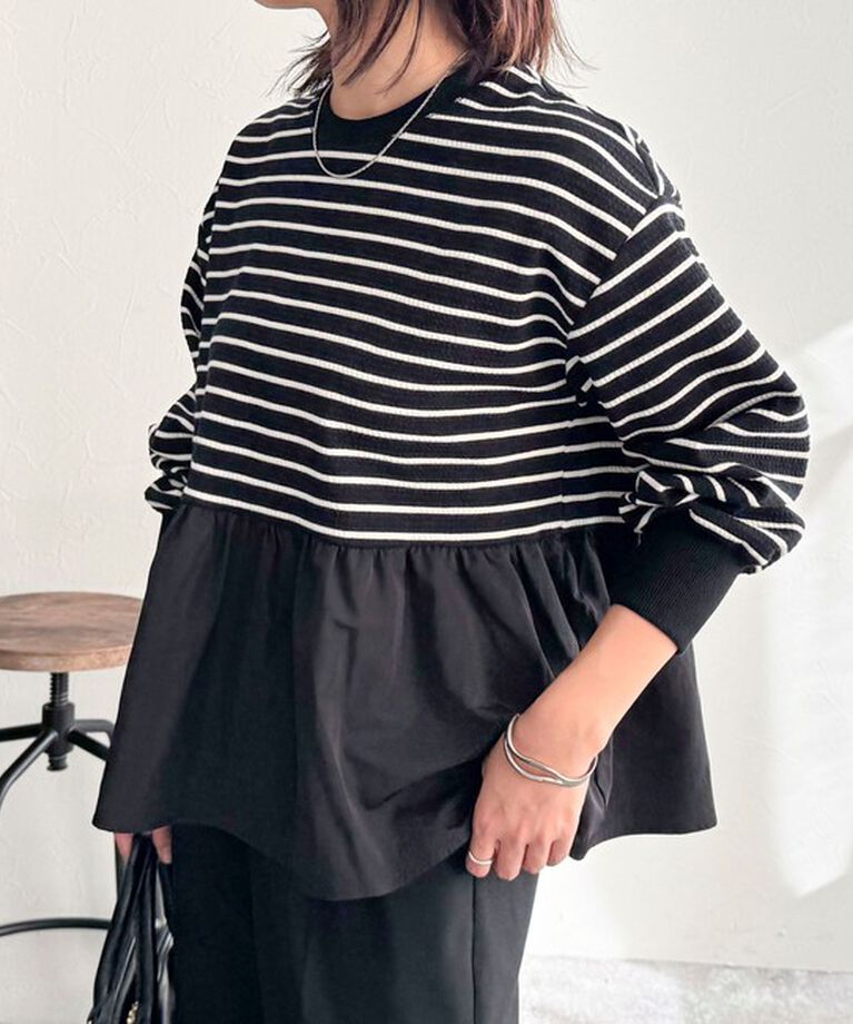 fredy emue「ペプラム布帛ドッキングプルオーバー」|Tシャツ・カットソー|