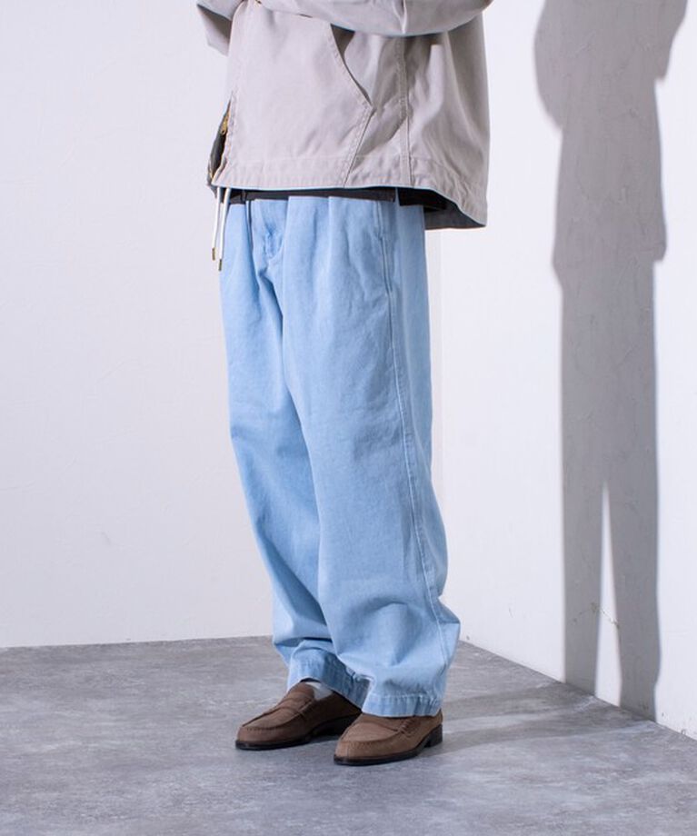 GLOSTER「【GLOSTER/グロスター】デニムツータックトラウザー ワイドパンツ ワイドデニム」|デニム|