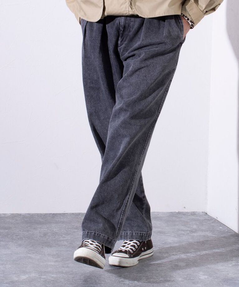 GLOSTER「【GLOSTER/グロスター】デニムツータックトラウザー ワイドパンツ ワイドデニム」|デニム|