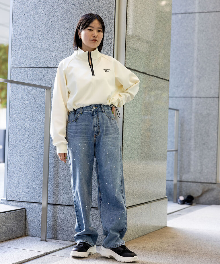 VIS「ラインストーンストレートスリットデニム」|デニム|