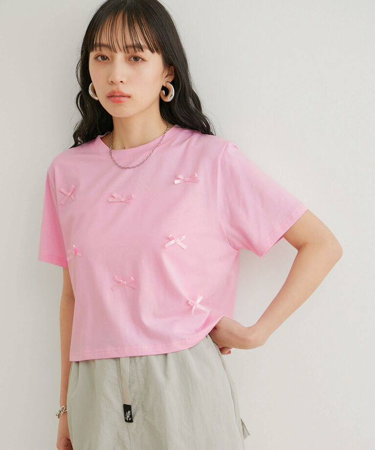 VIS「【WEB限定】リボンモチーフTシャツ」|Tシャツ・カットソー|