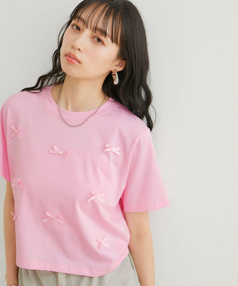 VIS「【WEB限定】リボンモチーフTシャツ」|Tシャツ・カットソー|
