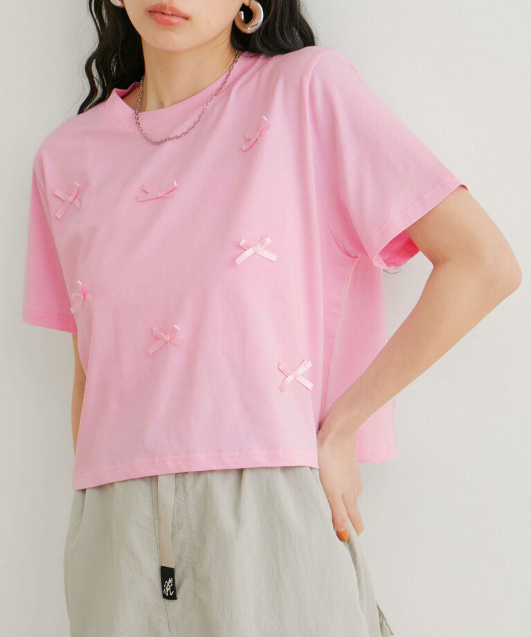 VIS「【WEB限定】リボンモチーフTシャツ」|Tシャツ・カットソー|ピンク(63)