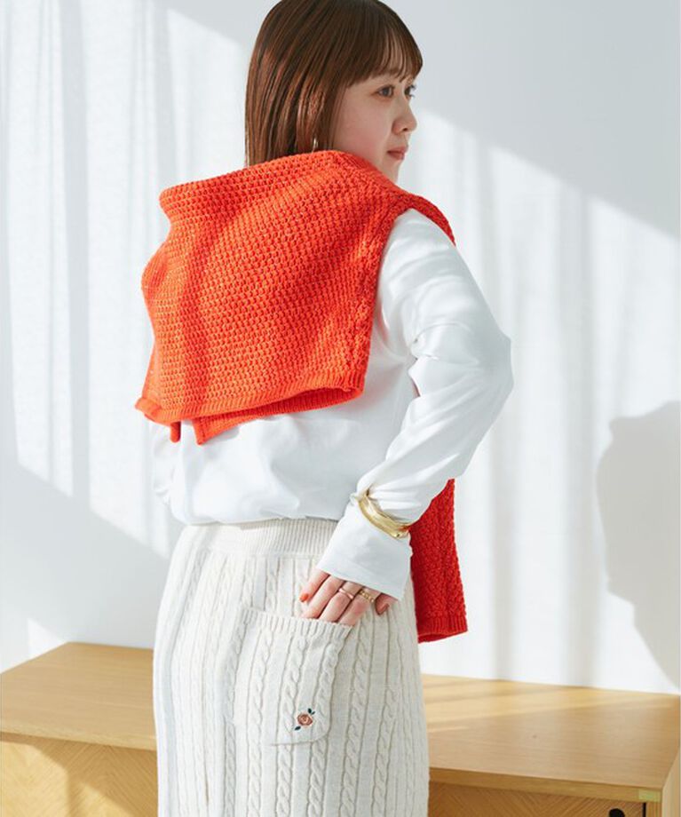 VIS「【DILIGENCE PARLOUR】VIS別注モデルローズ刺繍ポロケーブルニットスカート【セットアップ対応】」|スカート|
