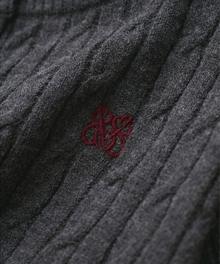 VIS「ワンポイント胸刺繍ケーブルカーディガン」|カーディガン|