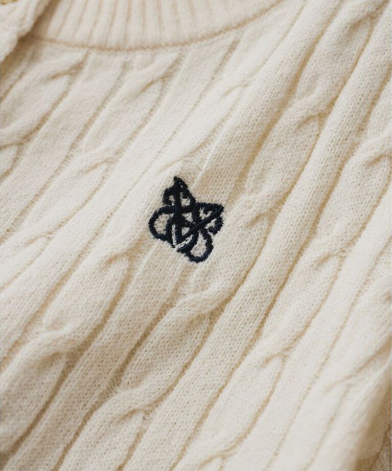 VIS「ワンポイント胸刺繍ケーブルカーディガン」|カーディガン|