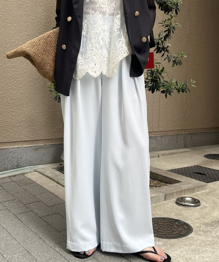  「【20色４サイズ展開！/マイナス3キロ見え！】タックワイドパンツ」|チノ|