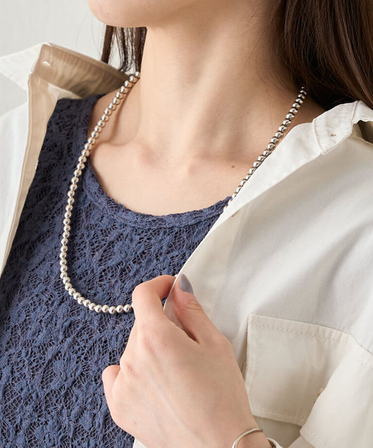  「《重ね着けでボリュームを出しても◎》ボールチェーンネックレス60cm」|ネックレス|
