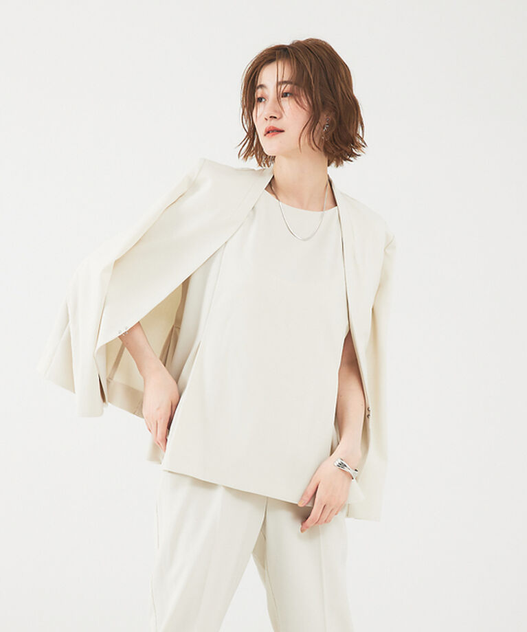 abahouse mavie「【エニデイカセット】ノーカラージャケット＆フレンチスリーブ・パンツセットアップ」|スーツ|